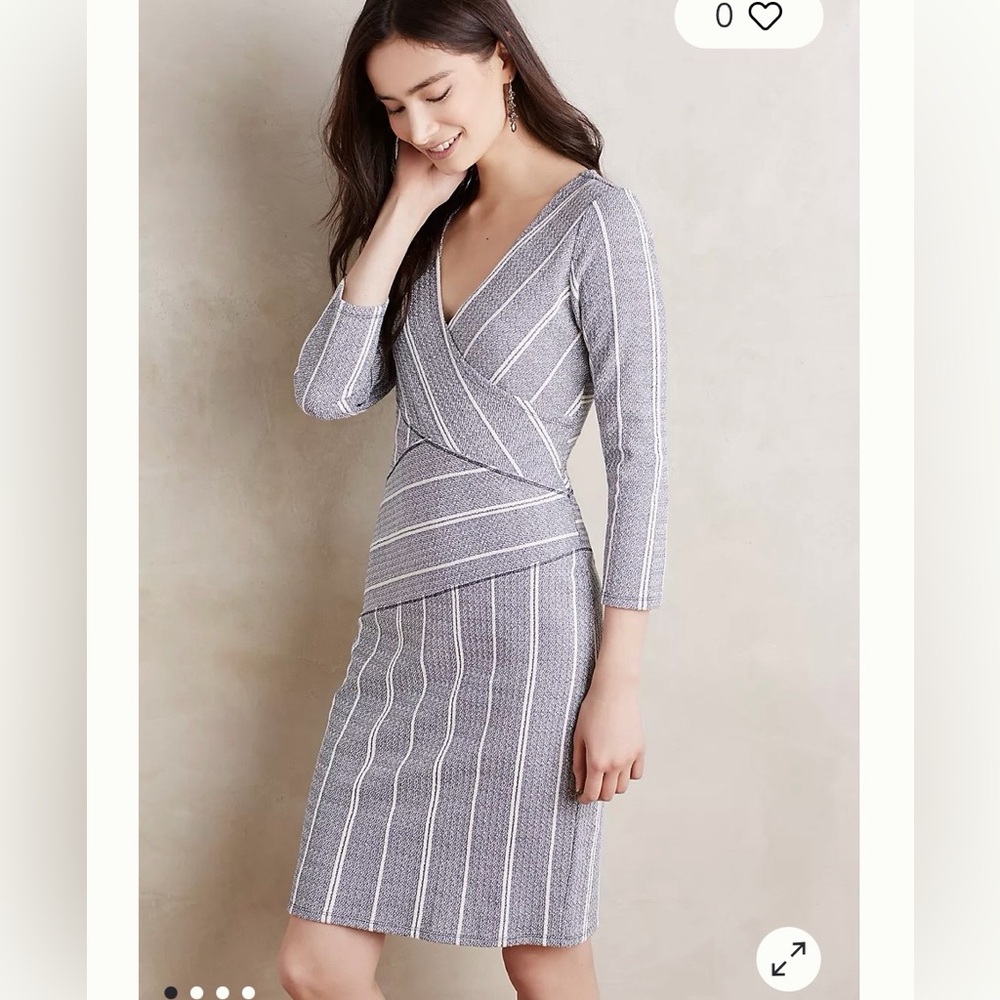 Anthropologie Maeve Striped Faux Wrap Midi Dress Size XL
